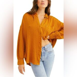 We‎ The Free Hidden Valley Blouson Sleeve Solid Shirt size small